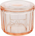 HOME-X Depression Style Pink Glass Salt Cellar with Lid, Retro Kitchen Decor, Wedding Gift - 3 1/2" H x 4" D by Home-X