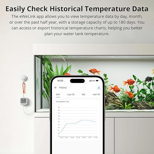SONOFF SNZB-02LD Zigbee Waterproof Temperature Sensor with 1.5M Stainless Steel Probe, LCD Display, -40~115°C Range, APP Monitoring, Magnetic Mount, Works with Zigbee Hub - Image 6