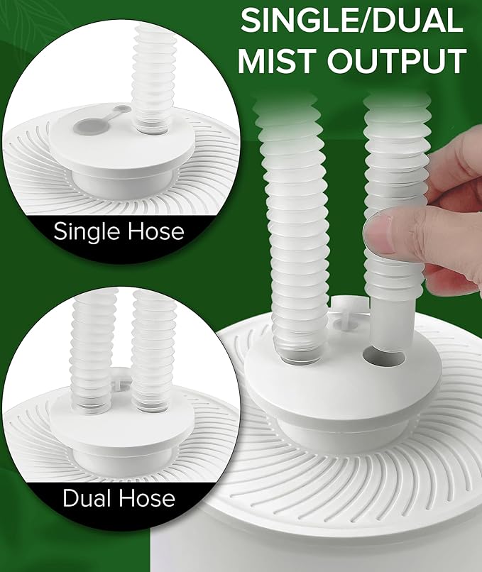 3L No Leak Plant Humidifiers for Grow Tent Greenhouse and Grow Room, Top-Fill, Auto Shut Off, with Extendable Targeting Hose Perfect for Indoor Plant Care and Humidity Control (Single Dual Fog Output) - Image 5