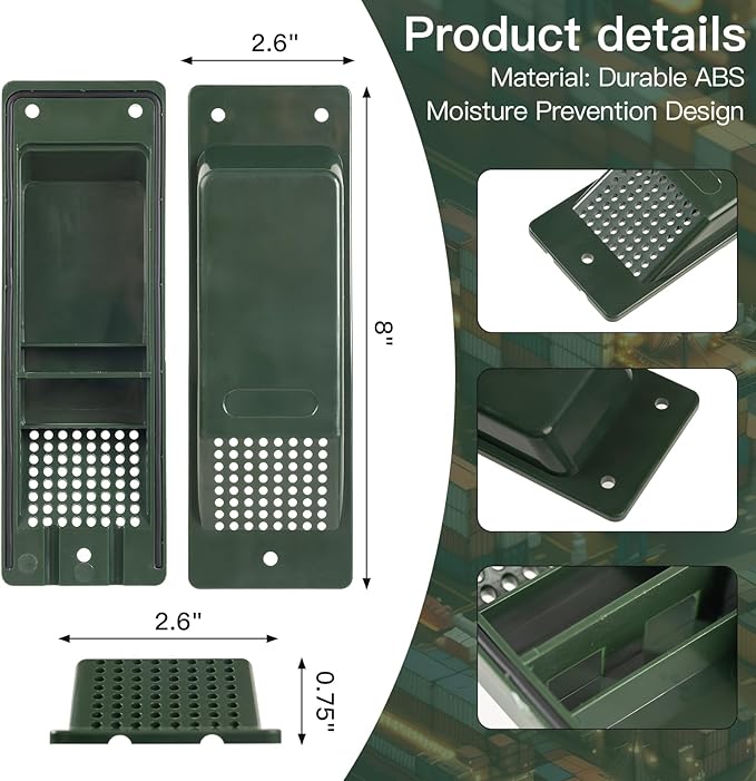 Shipping Container Air Vent Kit Heavy Duty Shipping Container Accessories Cross Flow Ventilation Kit Reduce Heat Humidity Pressure Condensation Add Air Flow for Cargo (8 Pack Deep Green) - Image 2