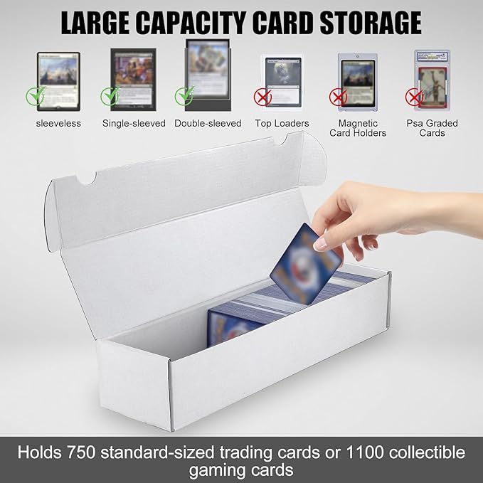Trading Card Storage Box, 6-Pack 1100 Count White Corrugated Cardboard Bulk Sports Storage Box for TCG/Magic/Mtg Basketball Cards, Collectible Trading Cards - Image 3