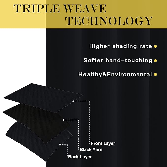 NICETOWN Black Out 110 inch Curtain for Sliding Door, Grommet Thermal Insulated Blackout Curtain Window Treatment Sound Reducing for Bedroom/Living Room, W66 x L110, 1 Panel - Image 3