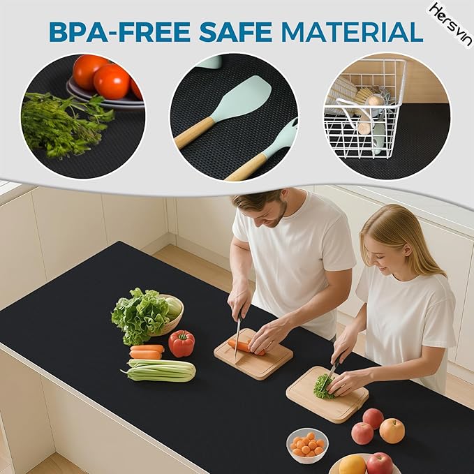 Hersvin Shelf Liners, 12 in x 20 ft Kitchen Drawer Mats, Non-Adhesive EVA Cupboard Protector, Cabinet Lining (Black Dot) - Image 4