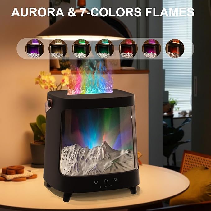 Essential Oil Diffuser, Upgraded Portable Aurora Flame Aromatherapy Scent Aroma Diffusers, 200ml Ultrasonic Cool Mist Humidifiers, Timer & Auto-Off for Home, Room - Image 2