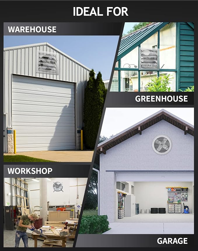 iLiving NEW Upgraded 14" Wall Mounted Variable Speed Gable Exhaust Fan with Thermostat and Speed Controller for Greenhouse, Attics, Workshop, 2339 CFM, Coverage 3400 SqFt - Image 5