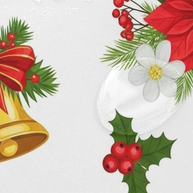 Christmas Leaves White Shower Curtain Liner 72×72 inch for Bathroom Curtain Anti Mold Shower Curtain with Hooks Shower Accessories - Image 4