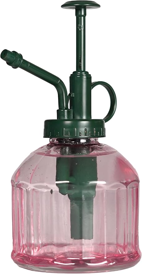 Houseplant Mister Spray Bottle – 180ml Pink Glass Plant Sprayer with Green Lid – Fine Mist for Humidity Control – Stylish Indoor Plant Care Accessory – Ergonomic and Leakproof Design by BubblegumStuff