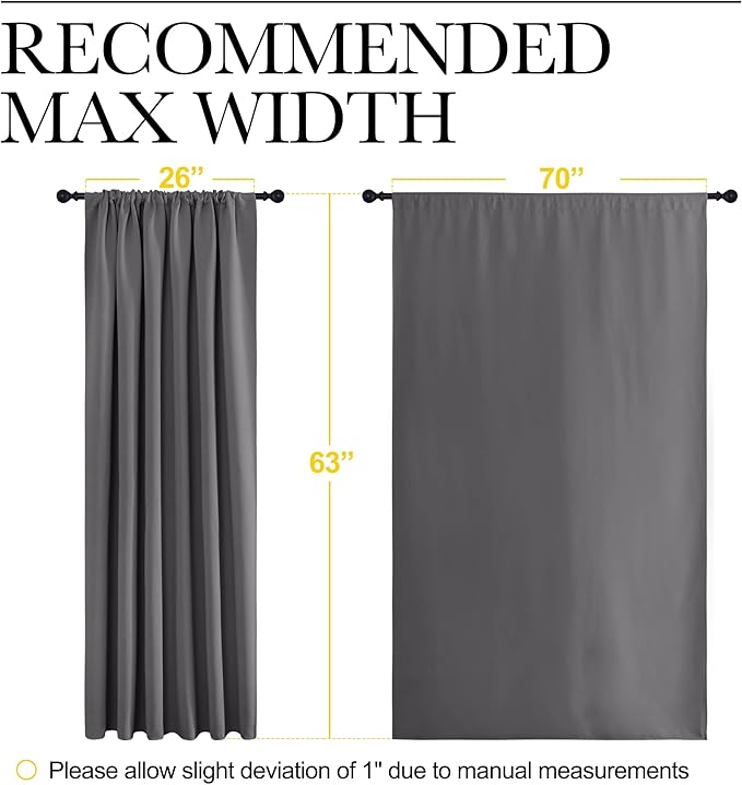 NICETOWN Blackout Curtain Panels for Window - Thermal Insulated Rod Pocket Blackout Drapes/Draperies for Dining Room (2 Panels, W70 x L63 inches, Grey) - Image 7