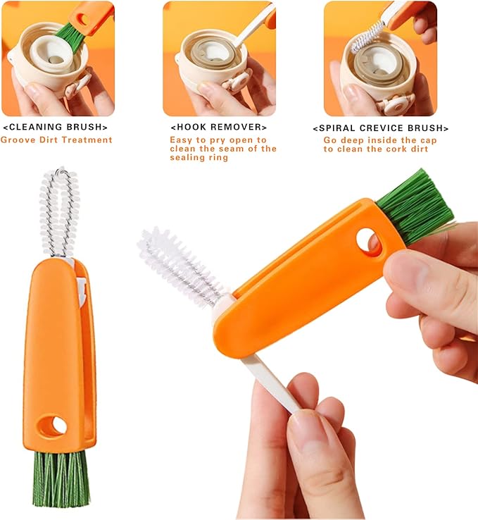 16PCS Versatile Scrubber Brush- Multipurpose Bottle Gap Brush 3 in 1 Cup Lid Cleaning Brush- Long Silicon Water Bottle Cleaner Brush- Gas Burners Stove Top Cleaner Brush- Spoon Straws Cleaning Brush - Image 6