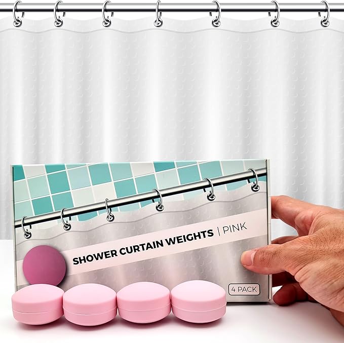 Powerful Anti-Billowing Magnetic Shower Curtain Weights for Splash-Free Bath Experience - 360° Silicone Wrapped - Will Never Rust - Heavy Magnets Prevent Curtain Liners from Blowing | 4 Pairs | Pink by HMmagnets