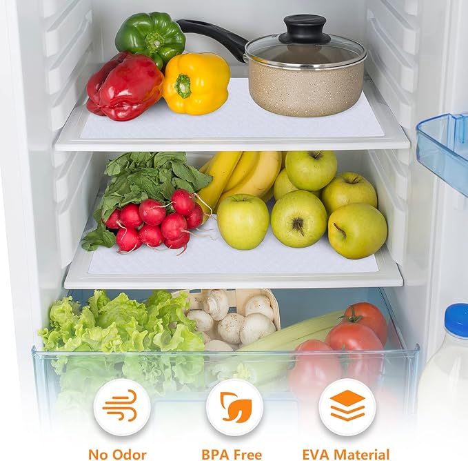 Shelf Liners for Kitchen Cabinets Refrigerator Liners Waterproof Kitchen Cupboard Liner Non-Slip Drawer Mats EVA Material Non Adhesive Fridge Liner for Shelves - White 17.5 x 236.2 Inches x 2 Rolls - Image 4