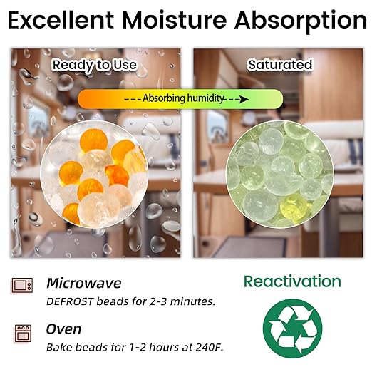 8Pcs 200g Desiccant Dehumidifier Bags, Rechargeable Indicating Silica Gel Beads, Gun Safe Dehumidifier, Desiccant Moisture Absorbers with Visible Window for Storage - Image 6