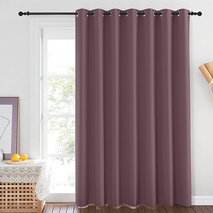 NICETOWN Blackout Dry Rose Sliding Door Curtains 84 inches Long - Grommet Thermal Insulated Patio Door Drape Room Darkening Sound Reducing Window Treatment for Girls Room (W100 x L84, 1 Panel) - Image 2