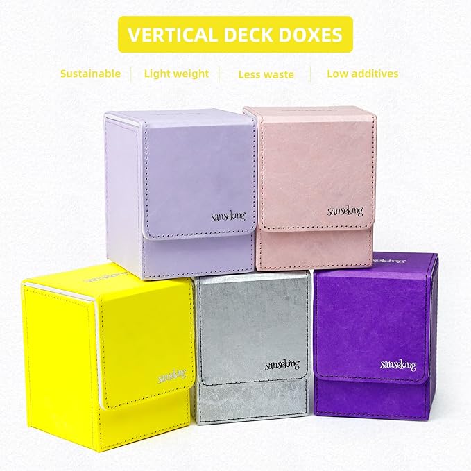 Magic Card Deck Box for MTG Single Deck Card Box fits 100+ TCG Sleeved Cards Tyvek® Paper Card Box Top Loading Card Boxes Magic Gift for MTG TCG CCG (Vertical,Yellow) - Image 6