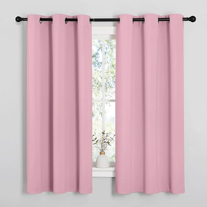 NICETOWN Room Darkening Curtains 63" Long Set of 2 for Bedroom, Rouge Pink Nursery Essential Thermal Insulated Solid Grommet Top Blackout Curtains/Drapes (1 Pair, 42 inches Wide) by NICETOWN