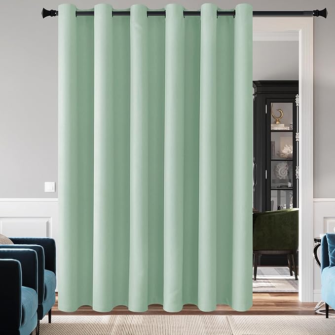 DWCN Blackout Curtain Panel for Bedroom - Thermal Insulated Energy Saving Grommet Blackout Drapery for Patio Door, Room Divider Big Long Curtain, Aqua, W100 by L84, 1 PC by DWCN