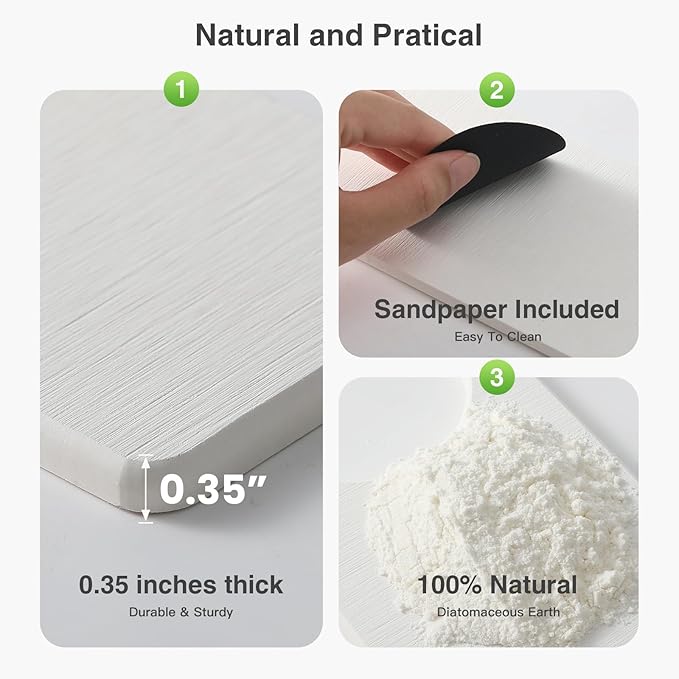 20" x 4" Stone Faucet Mat for Kitchen Sink, Quick Drying Diatomite Sink Tray, Faucet Sink Splash Guard for Prevents Moisture Buildup (White) - Image 4