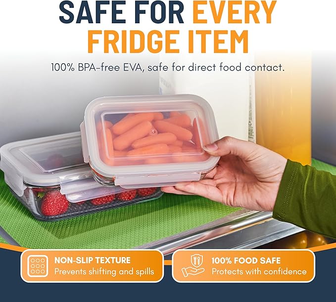 Refrigerator Liners for Shelves (8 Pack) by Linda’s Essentials - Non-Adhesive Shelf or Drawer Liner, BPA-Free Fridge Mats for Kitchen & Cabinets, Easy to Clean, Ideal Household Essentials (Green) - Image 4