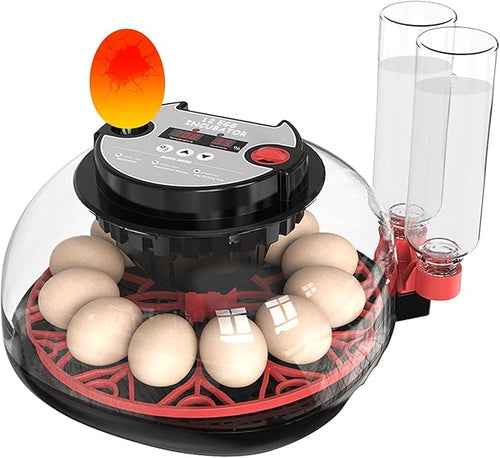 12 Egg Incubator with Temperature Control, Humidity Display, Automatic Egg Turner and Candler, Automatic Water Bottle Refill, for Hatching Chickens/Ducks/Gooses/Quail by Khsp5d
