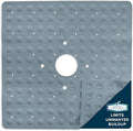 SlipX Solutions Square Natural Rubber Shower Stall Mat, 21” x 21”, Non Slip Safety, Built-in Product Protection, 140 Power Grip Suction Cups, Center Drain Hole, Gray by SlipXSolutions