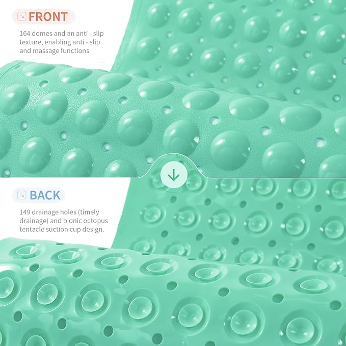 Anti-Slip Bathtub Shower mat, 20.8×20.8（Approximately 53×53cm） inch Soft Oversized Machine Washable Non-Slip Bathtub mat with Drainage Holes, Bathroom Floor Suction Cup.（1-Opaque Mars Green） - Image 2