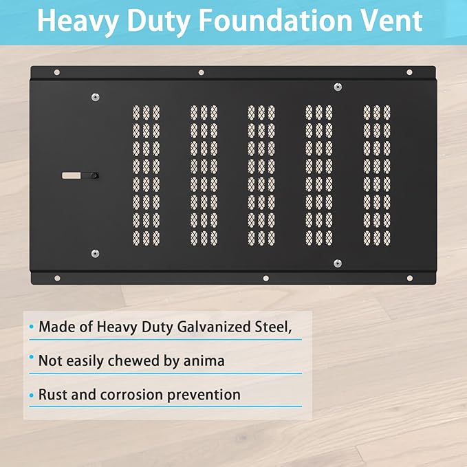 Crawl Space Vent Cover,Foundation Vent Cover with Damper and Screen for Foundation Garage Attic Home Improvement,16”x8.7”Outdoor Foundation Air Wall Vent Reduce Moisture,Fit 16"x8"Rough Opening,Black - Image 4