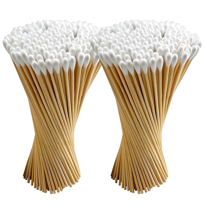 200PCS 6" Long Cotton Swabs with Bamboo Sticks - Lint Free, Highly Absorbent Cleaning Cotton Tipped Applicators by PINGMIC