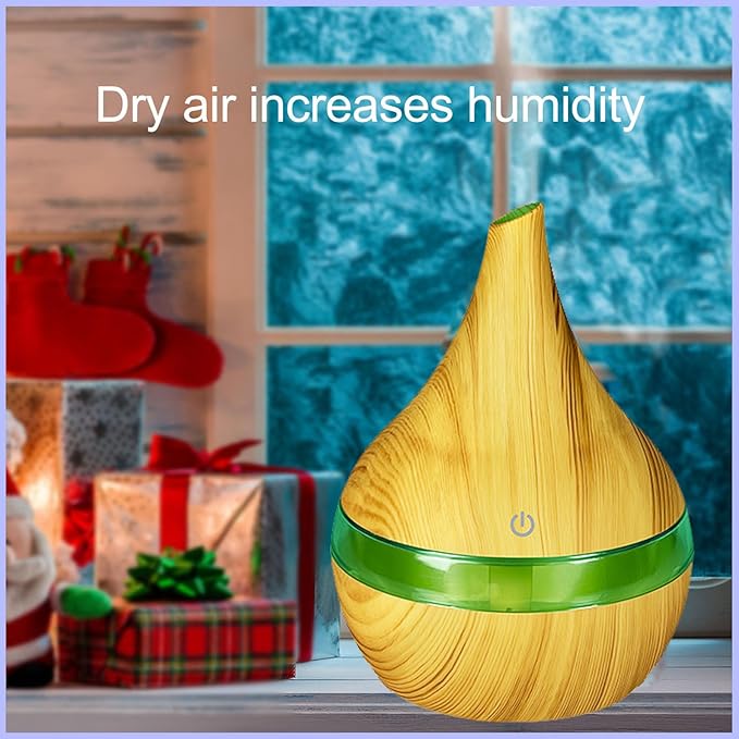 FULLBELL Cool Mist Humidifier, 300ML, 10-20 Hours Runtime, 7 Color Lights, 2 Modes, 24db Quiet, Black (Light Brown-300ML) - Image 5