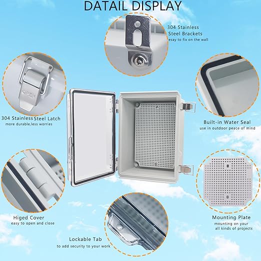 Electrical Box, Outdoor Waterproof Box IP67 Junction Box with Mounting Plate,ABS Plastic Project Box Power Cord Enclosure Clear 8.7" Dx6.7 Wx4.3 H - Image 3