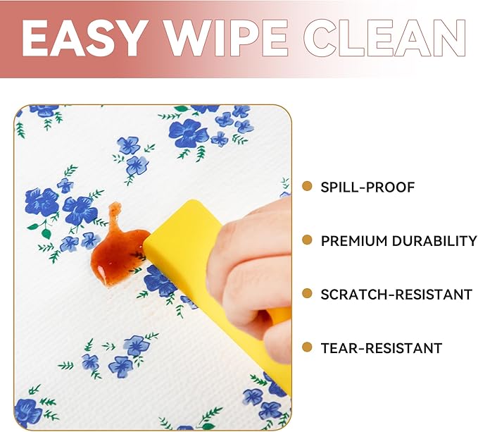 RAY STAR Shelf Liner, 18 Inch x 16 Feet Non Adhesive Blue Floral Kitchen Cabinet Liner for Pantry Drawer Vanity, Strong Grip Non Slip Waterproof, Shelf Liners for Kitchen Cabinets Cupboard - Image 5