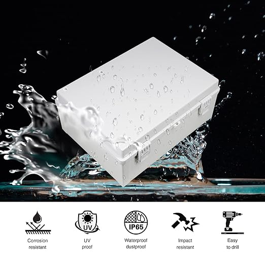 Sunnyglade ABS Plastic Dustproof Waterproof IP65 Junction Box Universal Durable Electrical Project Enclosure with Lock (11.8"x7.8"x6.7") - Image 4