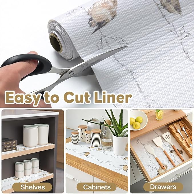 Shelf Liner for Kitchen Cabinets Non Adhesive Drawer Liner,Cabinet Liner for Shelves,Non Slip Kitchen Drawer Liners for Dresser,Waterproof Shelf Paper for Refrigerator,Cupboard,12In x 16.4FT - Image 4