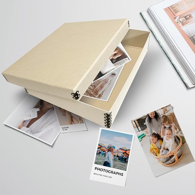Lineco Museum Archival Storage Box, 11.75x14.75x3 in. Drop Front Design. Acid-Free with Metal Edge. Organize Photos, Pictures, Prints, Documents, Crafts, DIY. Tan, 1 Pack - Image 7