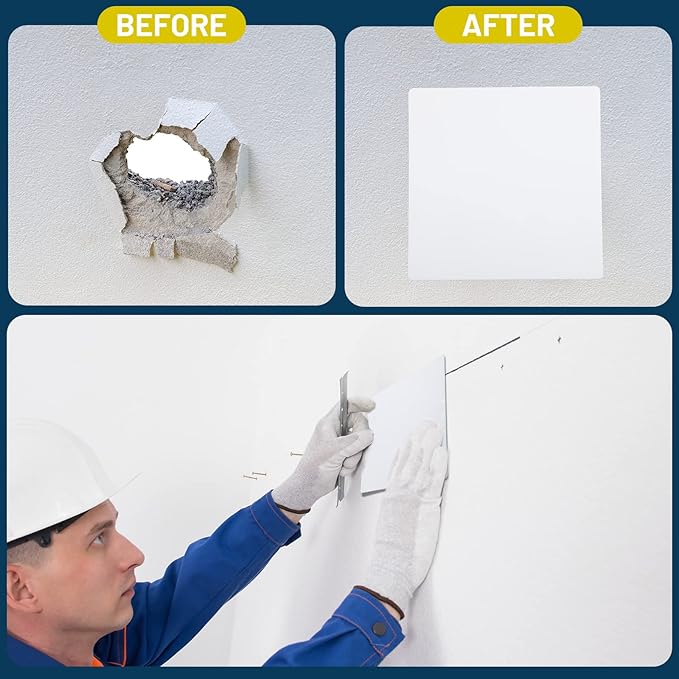 Sosation 6 Pcs Square Plastic Flat Blank Plate Wall Hole Cover Ceiling Cover Plate with 48 Pcs Double Faced Adhesive Tape for Ceilings or Wall (5 Inch) - Image 4