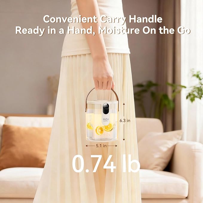 DIGIX Small Portable Humidifiers for Bedroom, 1.4L Top Fill Cool Mist Humidifier for Home Office Travel, 3 Mist Modes, Auto Shut Off, Night Light, Easy to Clean Quiet Humidifier for Baby Plant (Beige) - Image 2