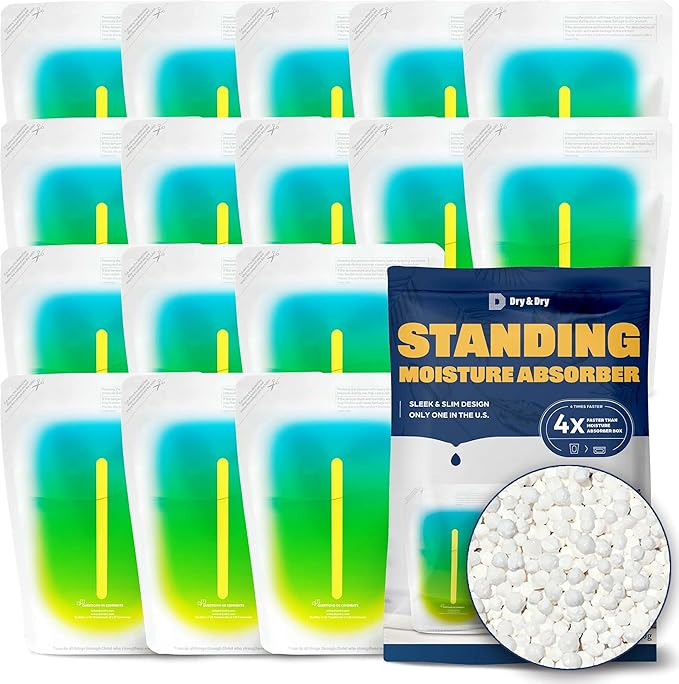 Dry & Dry [16 Packs Standing Moisture Absorbers to Control Excess Moisture for Basement, Closets, Bathrooms, Laundry Rooms - Moisture Absorbers Moisture Absorber by DryDry