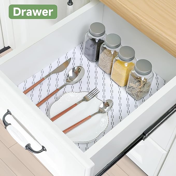 Shelf Liners 25 inch x 20 ft Shelf Liners for Kitchen cabinets nonstick Shelf Lining Drawer Mats EVA Protector for Cupboard (White Diagonal Stripes,25 inch x 20 ft) - Image 6