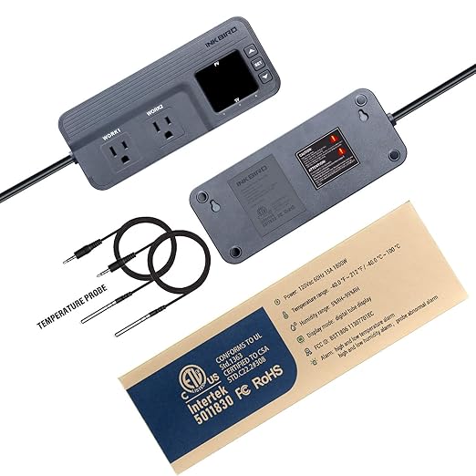 Inkbird ITC-608T Temperature Controller with Dual Temperature Sensor AC Dual Stage Outlet Thermostat with 12 Period Time Stage 1800W ETL Listed - Image 3
