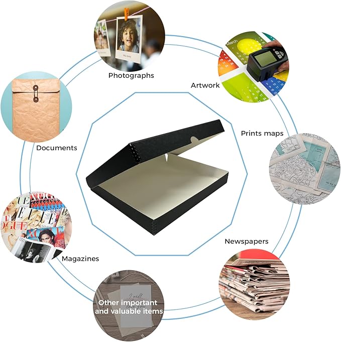 Lineco 11x14 Black Clamshell Archival Folio Storage Box. Acid-Free with Metal Edge, Preserve Photos or Documents, Crafts, DIY. (Pack of 2) - Image 8