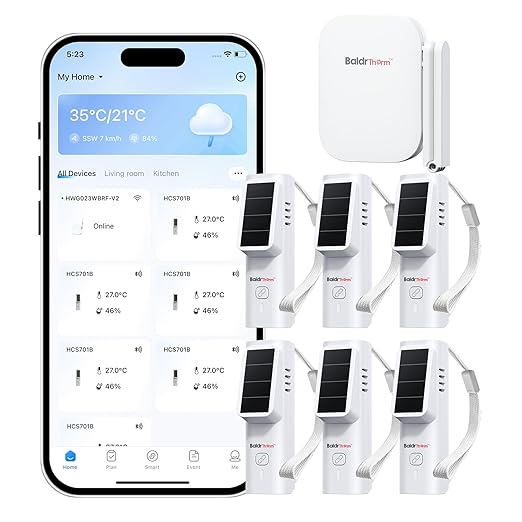 BaldrTherm WiFi Hygrometer Thermometer 6 Pack, Smart Temperature Humidity with App Notification Alert, Date Storage, Remote Monitor for Bedroom, Wine Cellar, Basements(Only Support 2.4G Wi-Fi) by BaldrTherm