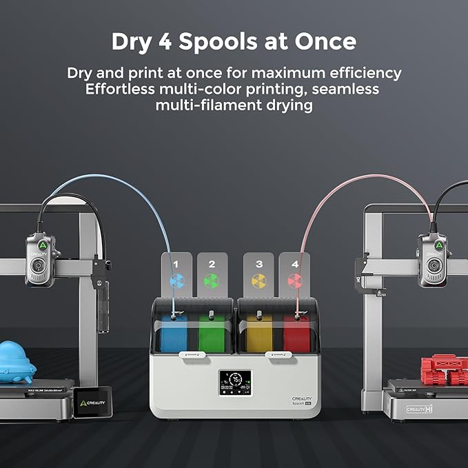 Creality Filament Dryer Box 4 Spools, Space Pi X4L Filament Storage Box, 200W PTC Heats Up to 75°C, Fast Drying Dual Heating Chambers, Moisture-Free Storage, for PLA, PETG, TPU, ABS - Image 4
