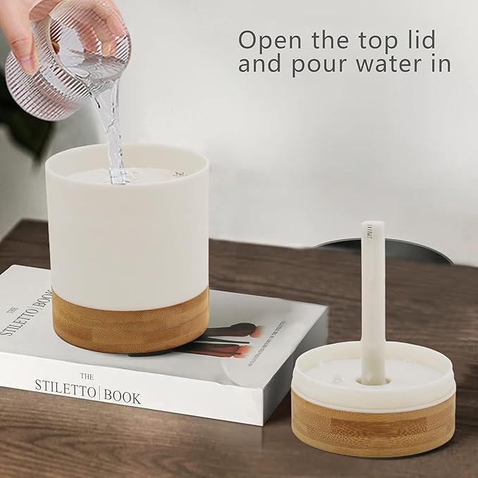 Bamboo Ultrasonic Mini Humidifier, 400ml Quiet Desktop Humidifier with Dual LED Night Light, USB-C Powered, Auto Shut-Off, Portable Small Room Air Moisturizer for Bedroom, Desk, Office & Travel - Image 8