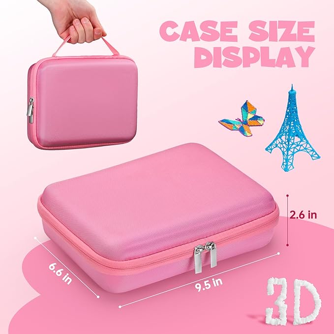 Case Compatible with 3Doodler Start+ Essentials for 3D Pen Set for Kids, Carrying Holder Fit for Printing Pens, Storage Organizer for Printing Filament Refill, Micro-USB Charger (3D-05-Pink) - Image 3