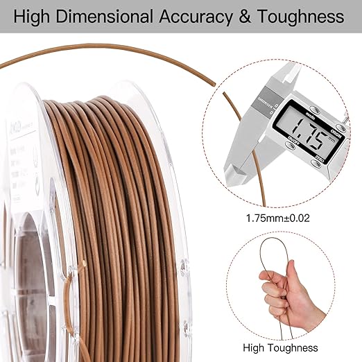 AMOLEN Wood PLA Filament Bundle 3D Printer Filament Wood Sets,Walnut,Cherry,Bamboo,Ebony,3D Printing Filament,PLA Filament 1.75mm,200g*4 Spools - Image 3