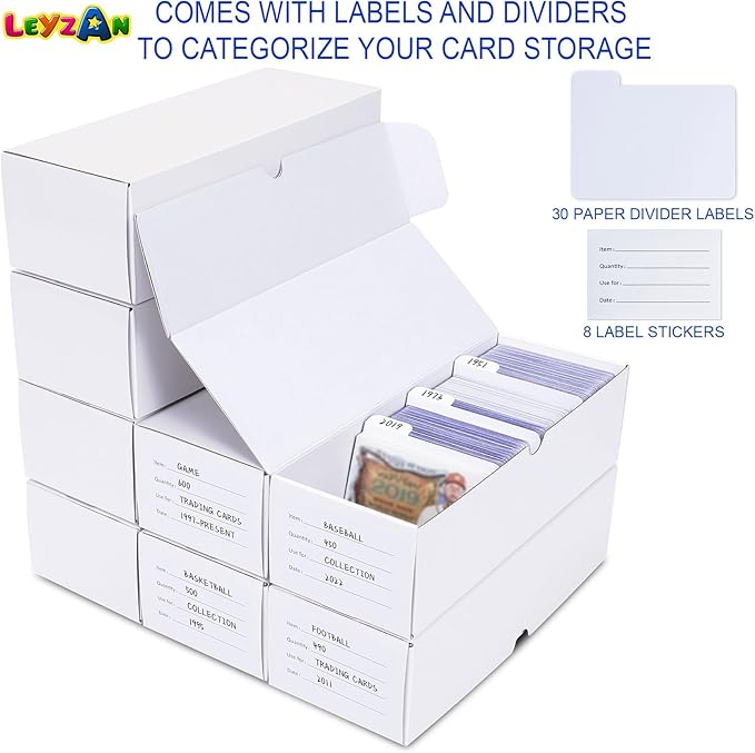 Trading-Card Storage Box, 8-Pack • 600 Count Corrugated Cardboard Storage with dividers & labels for TCG/Magic/Mtg storage and Collection, 10.4 INCH Horizontal - Image 5