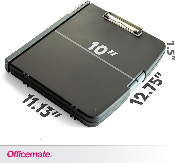 Officemate Ringbinder Clipboard Storage Box, Charcoal (83309), 13" x 10.8" x 2" - Image 2