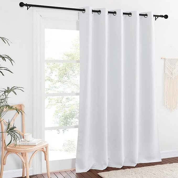 NICETOWN Greyish White Sliding Door Curtain 118 inch Length, Grommet Room Darkening Thermal Curtain Extra Long Sound Dampening for Living Room/Bedroom, W66 x L118, 1 Panel - Image 2