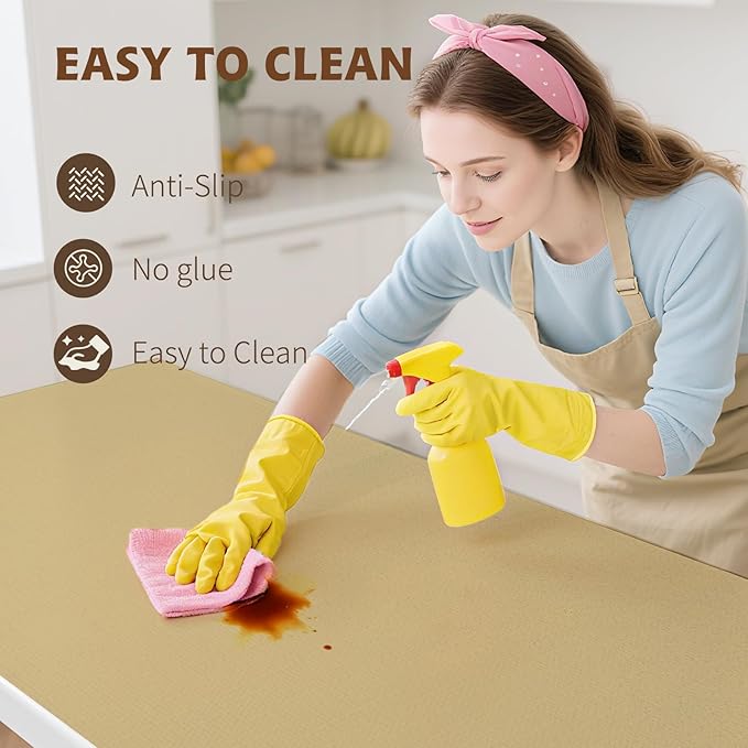 Shelf Liners for Kitchen Cabinets 12in x 20FT, Non Adhesive Drawer Liner Pure Beige Thickened Shelf Liner Non-Slip Easy to Clean for Tool Box Refrigerator with Knife and Tape Measure - Image 5