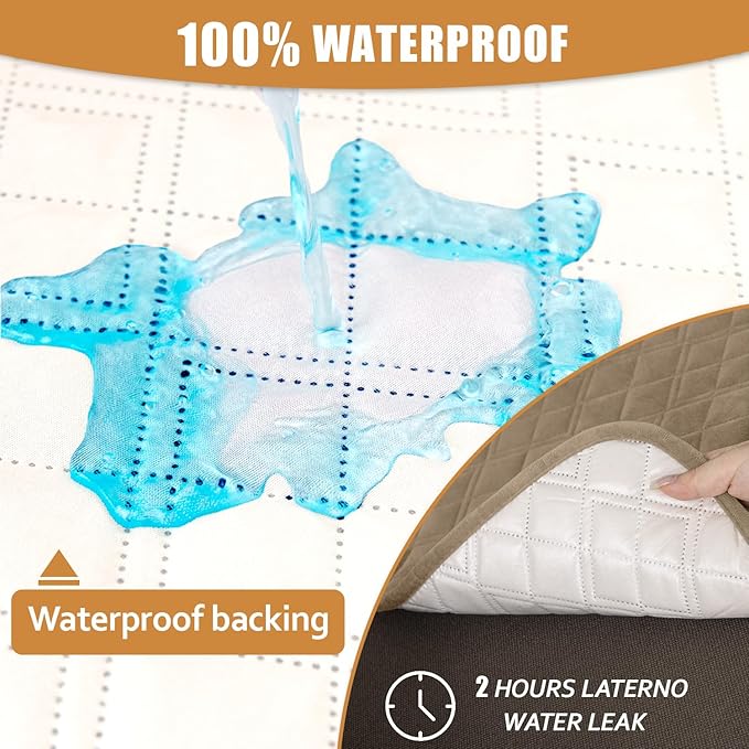 Arfntevss Waterproof Sectional Couch Covers L Shape Washable Velvet Sofa Cover for Sectional Non Slip Corner Slipcovers Dog 6 Pcs Universal U Shaped Furniture Protector (Light Camel, XX-Large) - Image 2