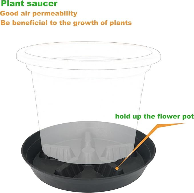 4 Pack Plant Saucer 12 inch, 8 10 14 17 inch, Plant Stand Plastic Plant Saucers for Indoors Outdoor, Heavy Duty Flower Saucers for Potted Plants, Pot Saucers for Plants, Grow Bags Saucers - Image 5